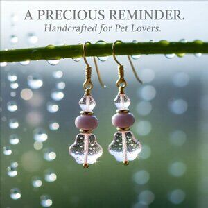 Upscale! For Animal Lovers! Pink Pawprint Earrings! Pets Cats Dogs & Furkids